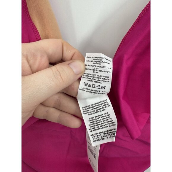 J. Crew Ruched Ruffle One Piece Swimsuit women 12 Pink Fuchsia Beach Pool NEW - Picture 6 of 9